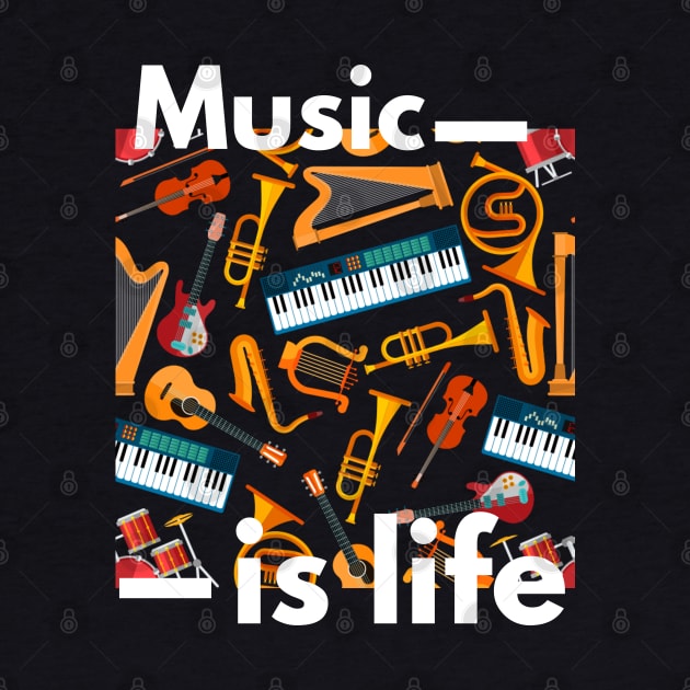 Music Is Life Musical Instruments by Paradise Stitch